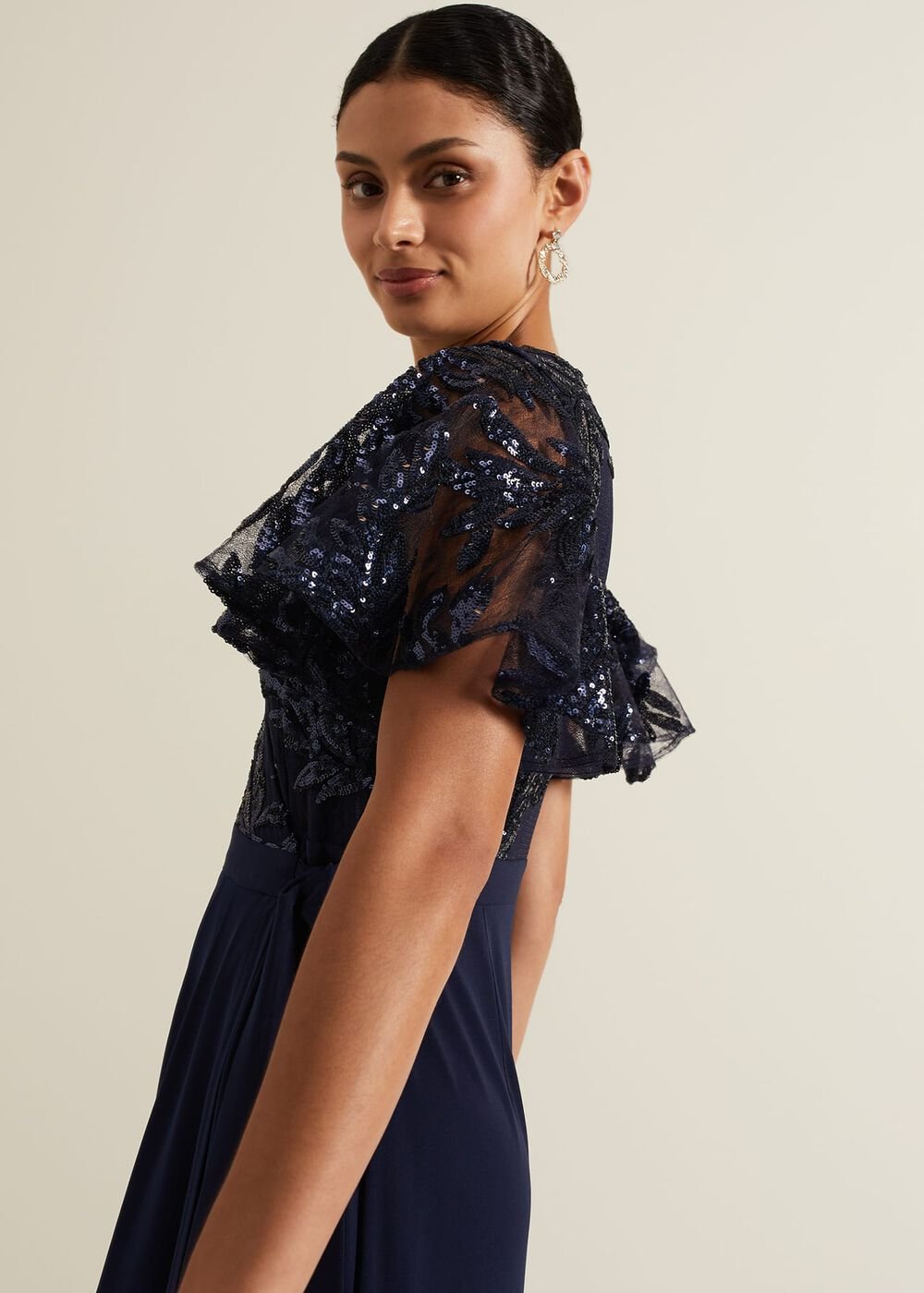 Minty Sequin Bodice Maxi Dress Navy