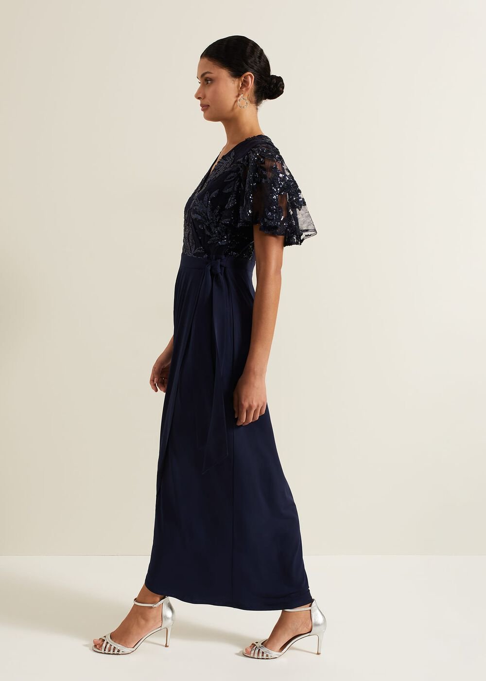 Minty Sequin Bodice Maxi Dress Navy