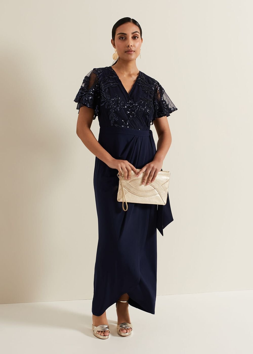 Petite Minty Sequin Bodice Maxi Dress Navy