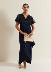 Petite Minty Sequin Bodice Maxi Dress Navy