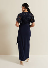 Petite Minty Sequin Bodice Maxi Dress Navy