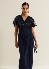 Petite Minty Sequin Bodice Maxi Dress Navy