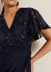 Petite Minty Sequin Bodice Maxi Dress Navy