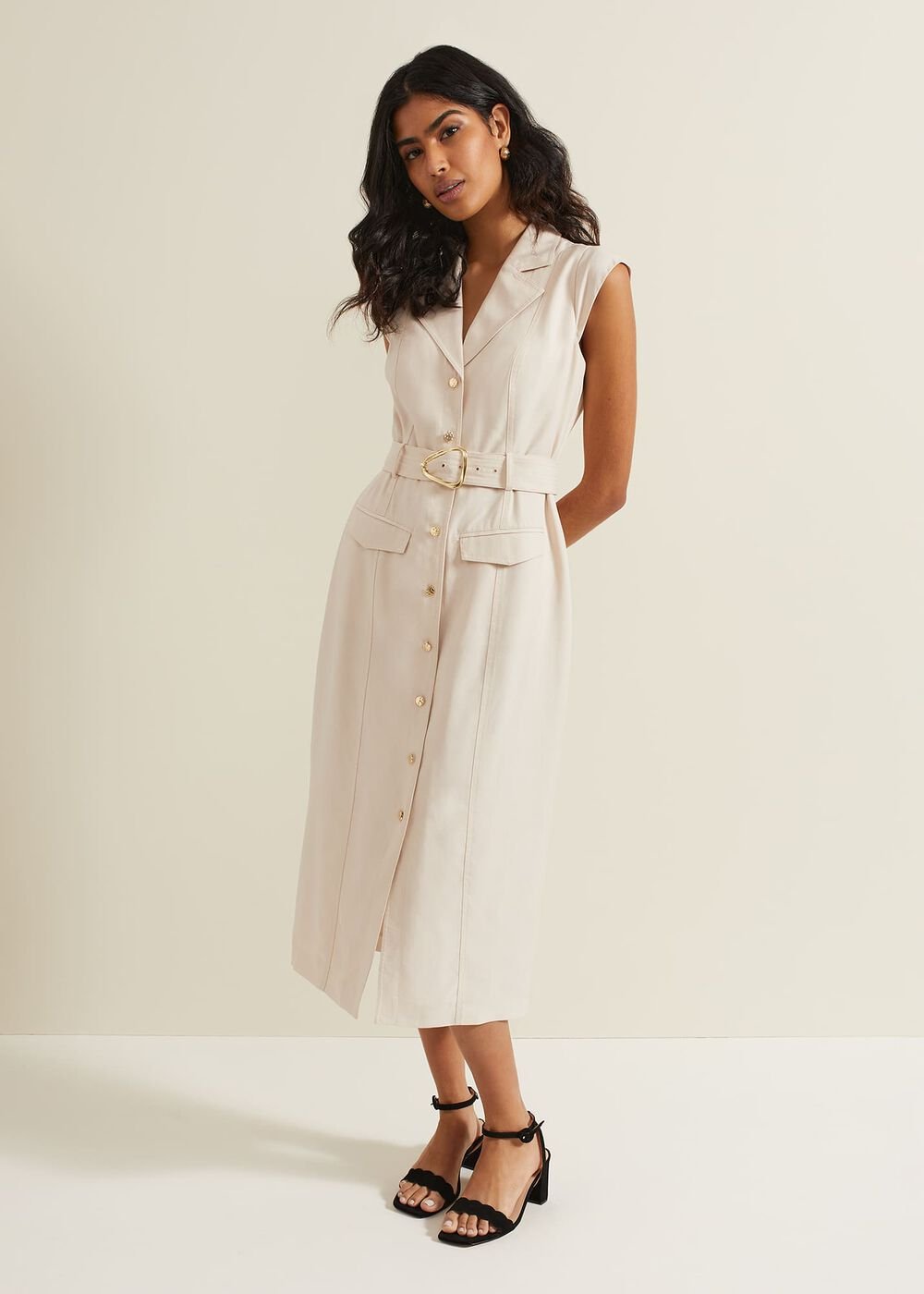 Kristal Utility Midi Dress Cream