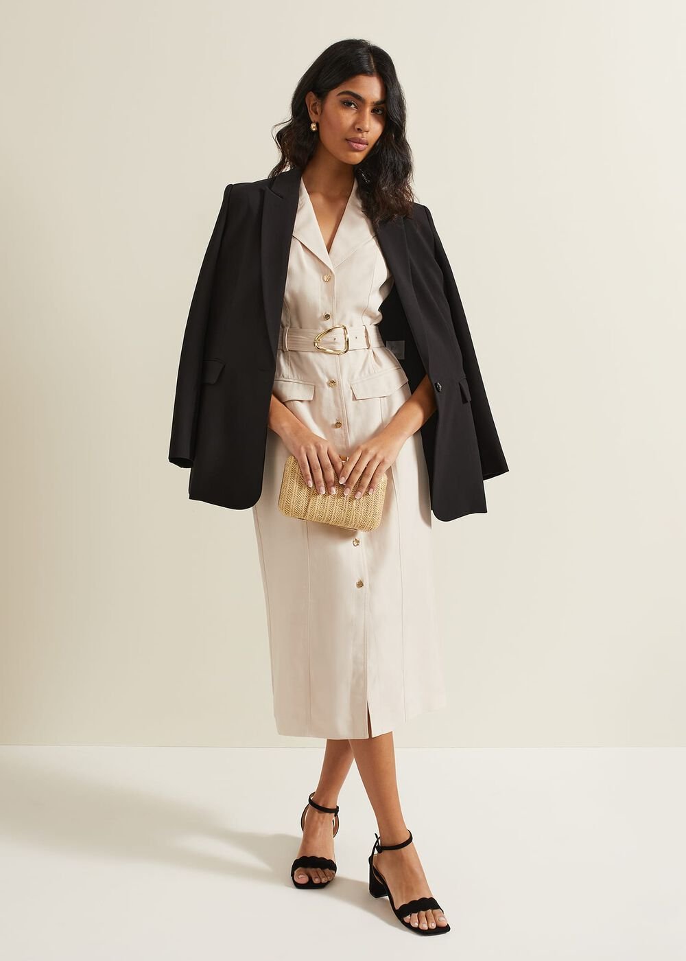 Kristal Utility Midi Dress Cream