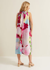 Leila Cotton Floral Midi Dress Pink