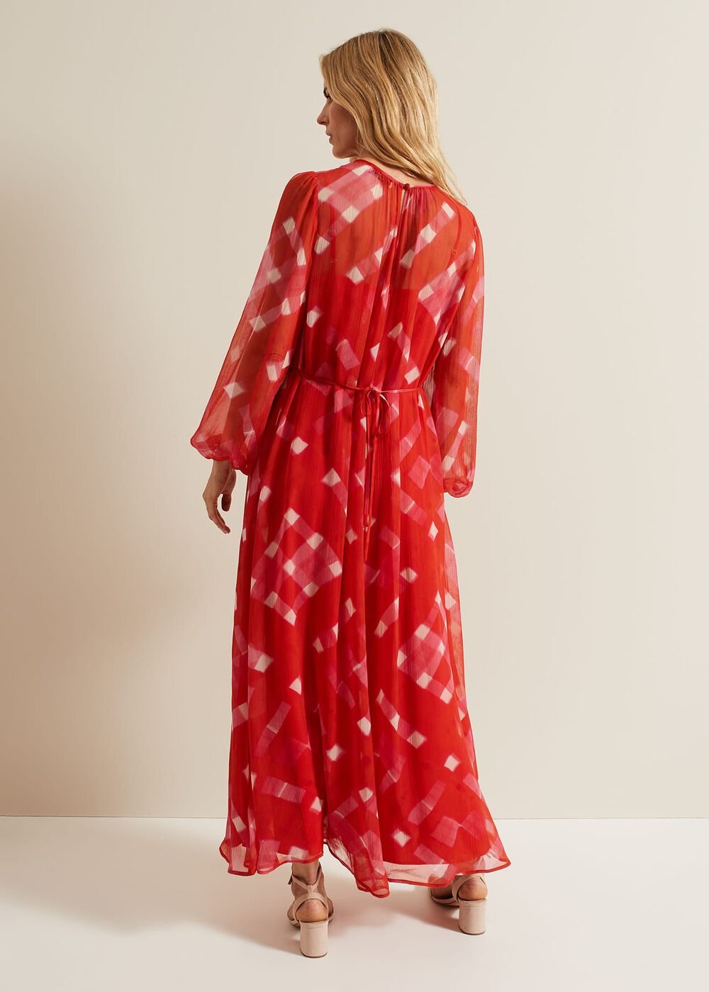 Tatianna Check Maxi Dress Red