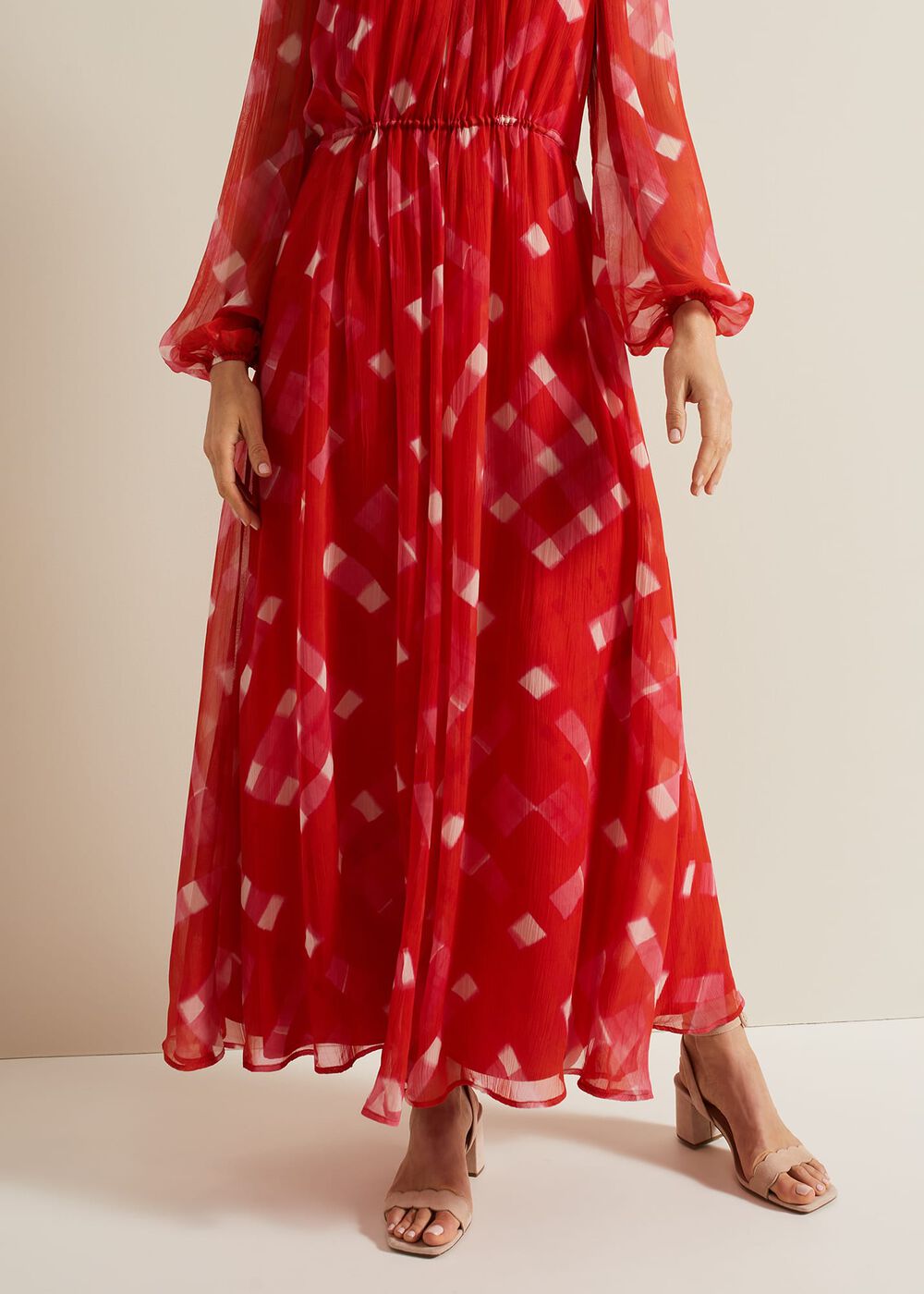 Tatianna Check Maxi Dress Red