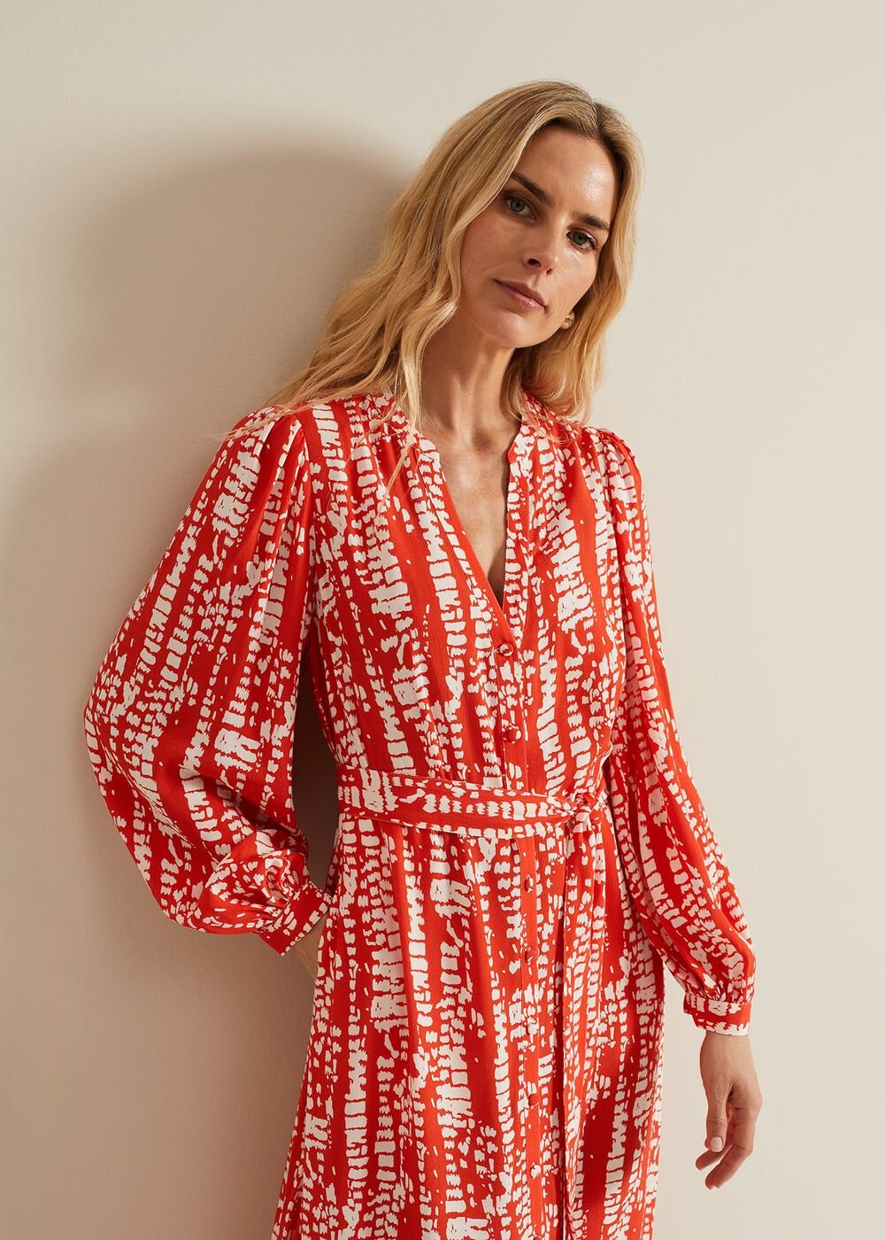 Louisa Abstract Maxi Dress Red