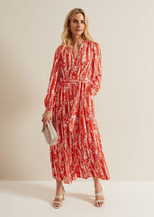 Louisa Abstract Maxi Dress Red