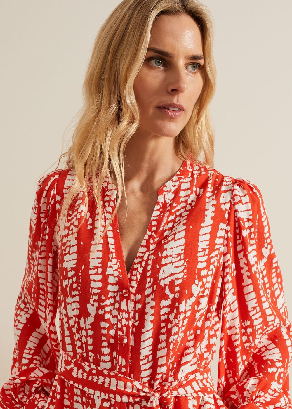 Louisa Abstract Maxi Dress Red