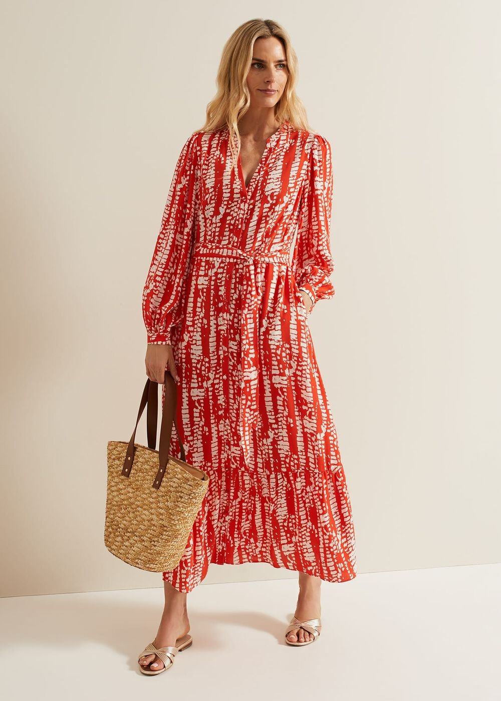 Louisa Abstract Maxi Dress Red