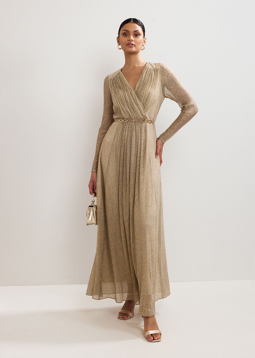 Masie Metallic Jersey Maxi Dress Gold