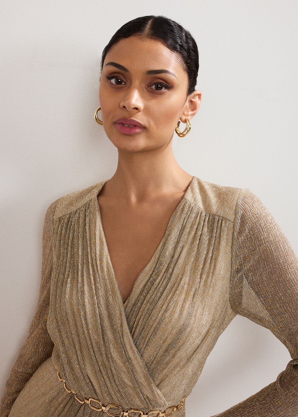 Masie Metallic Jersey Maxi Dress Gold