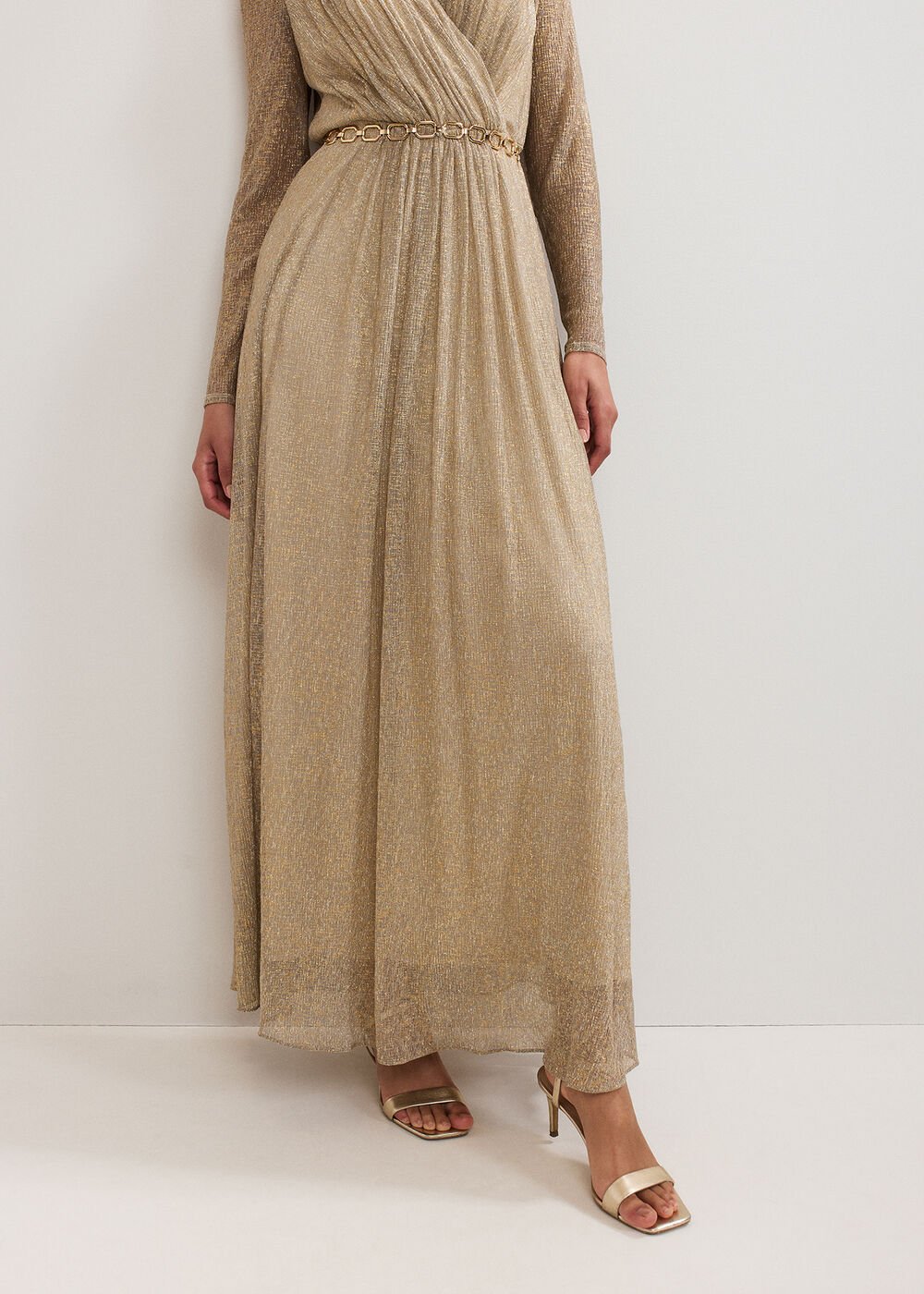 Masie Metallic Jersey Maxi Dress Gold