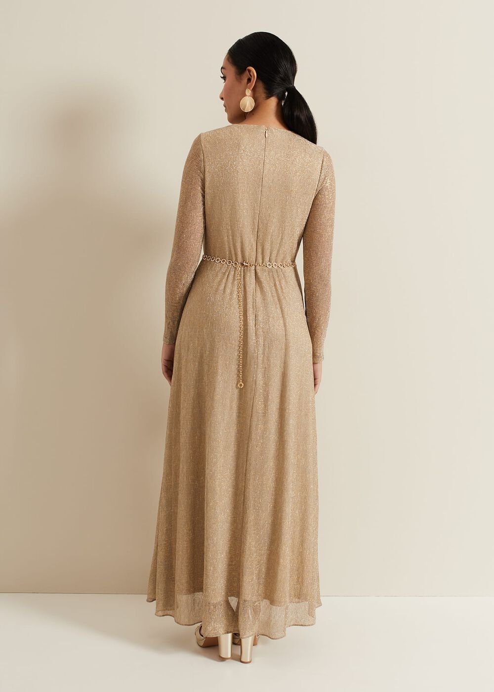 Petite Masie Metallic Jersey Maxi Dress Gold