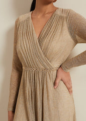 Petite Masie Metallic Jersey Maxi Dress Gold