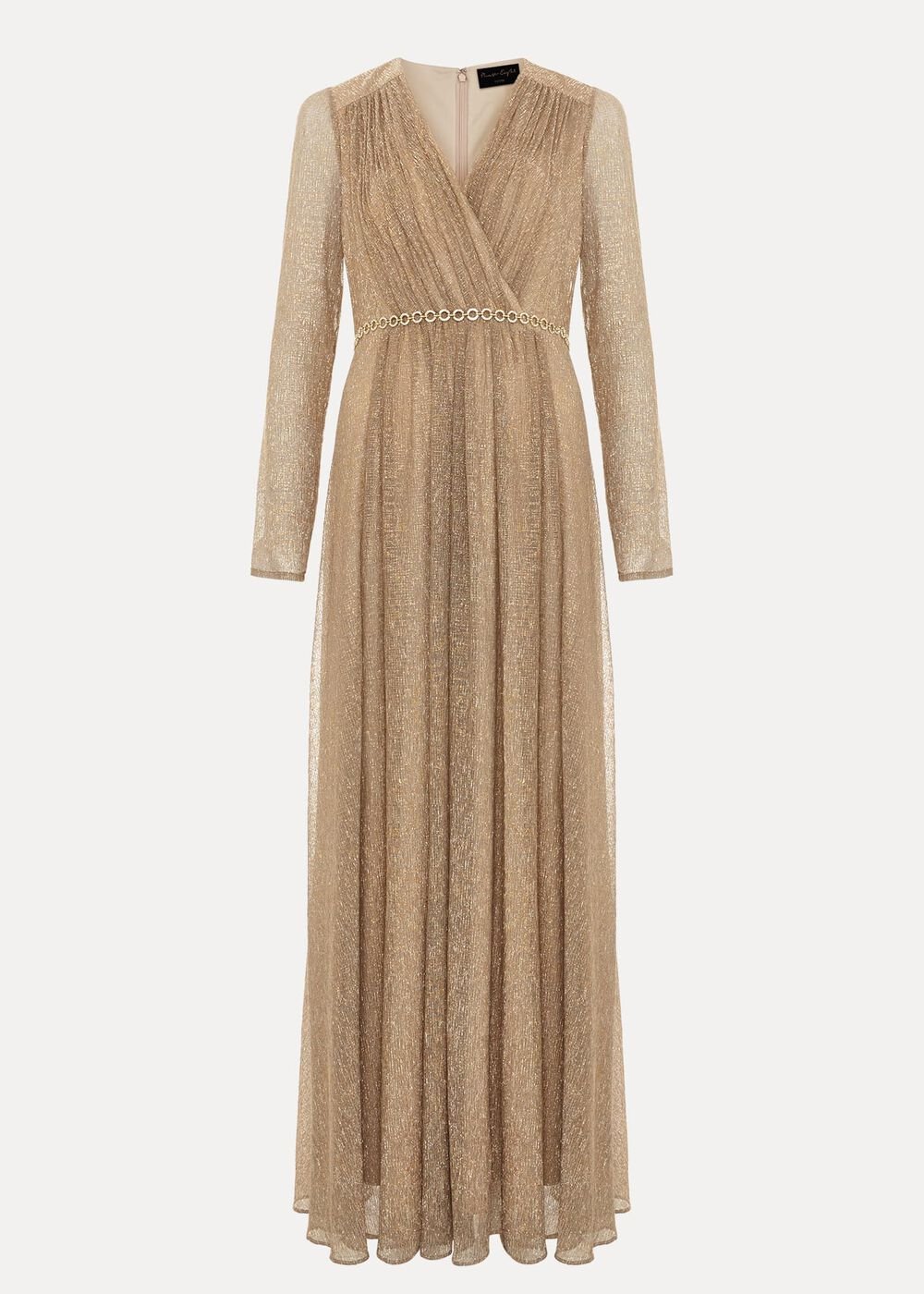 Petite Masie Metallic Jersey Maxi Dress Gold
