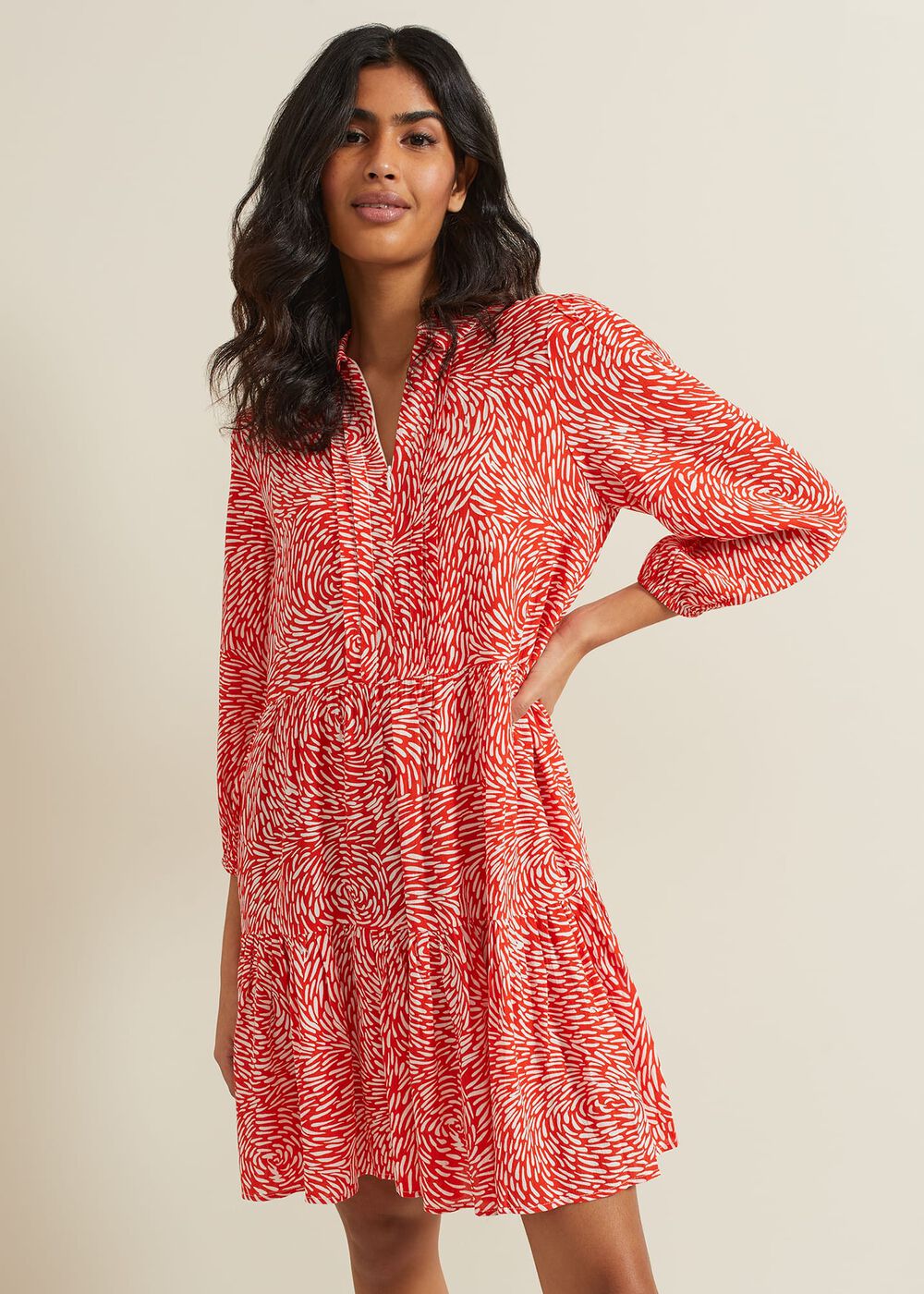 Carrie Abstract Swing Dress Red
