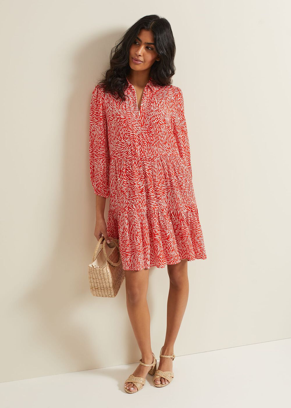Carrie Abstract Swing Dress Red