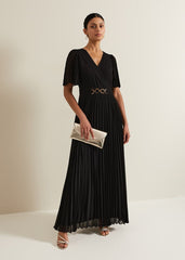 Yasmina Pleated Maxi Dress Black