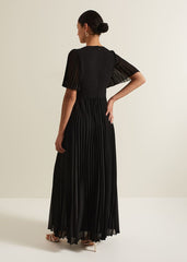 Yasmina Pleated Maxi Dress Black