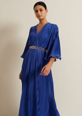 Venetia Pleat Beaded Maxi Dress Blue