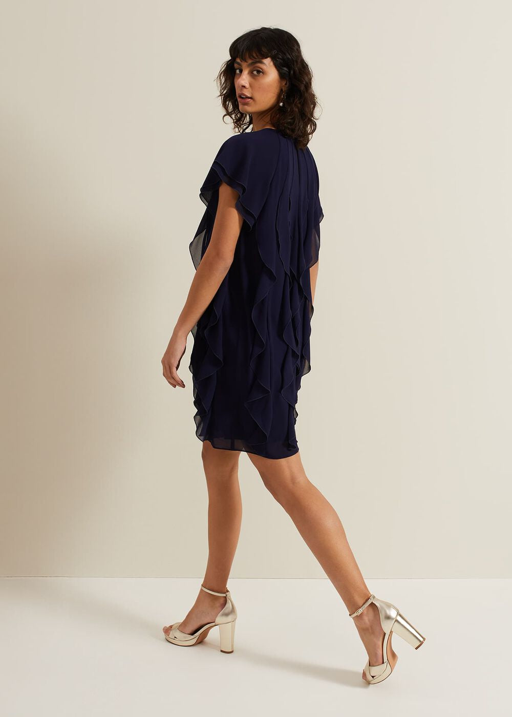 Claudette Frill Dress Navy