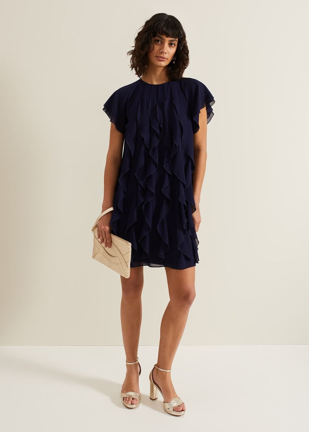 Claudette Frill Dress Navy