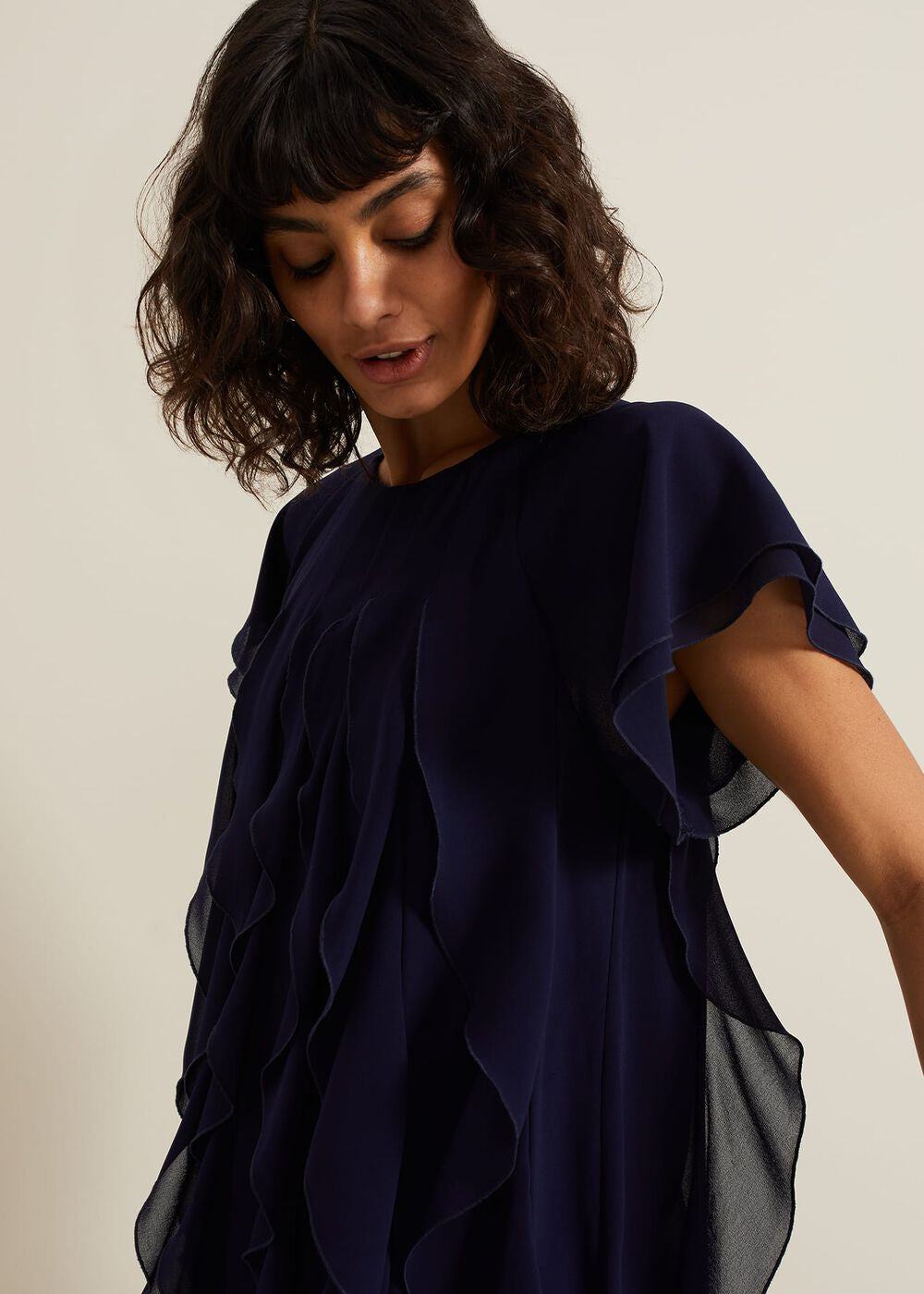 Claudette Frill Dress Navy