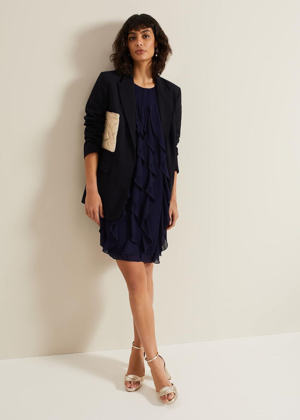 Claudette Frill Dress Navy