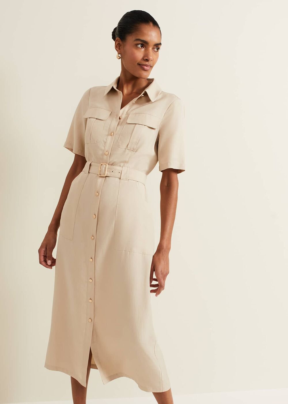 Willow Utility Midi Dress Stone