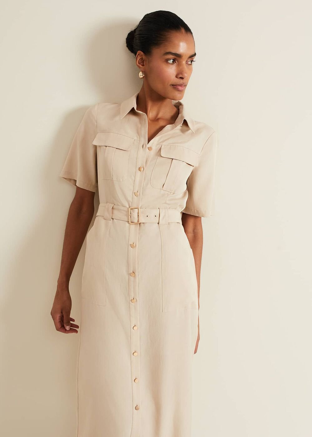 Willow Utility Midi Dress Stone