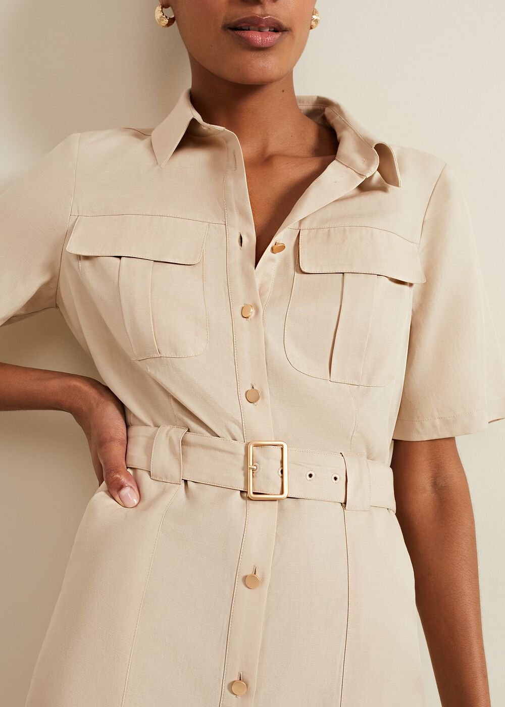 Willow Utility Midi Dress Stone