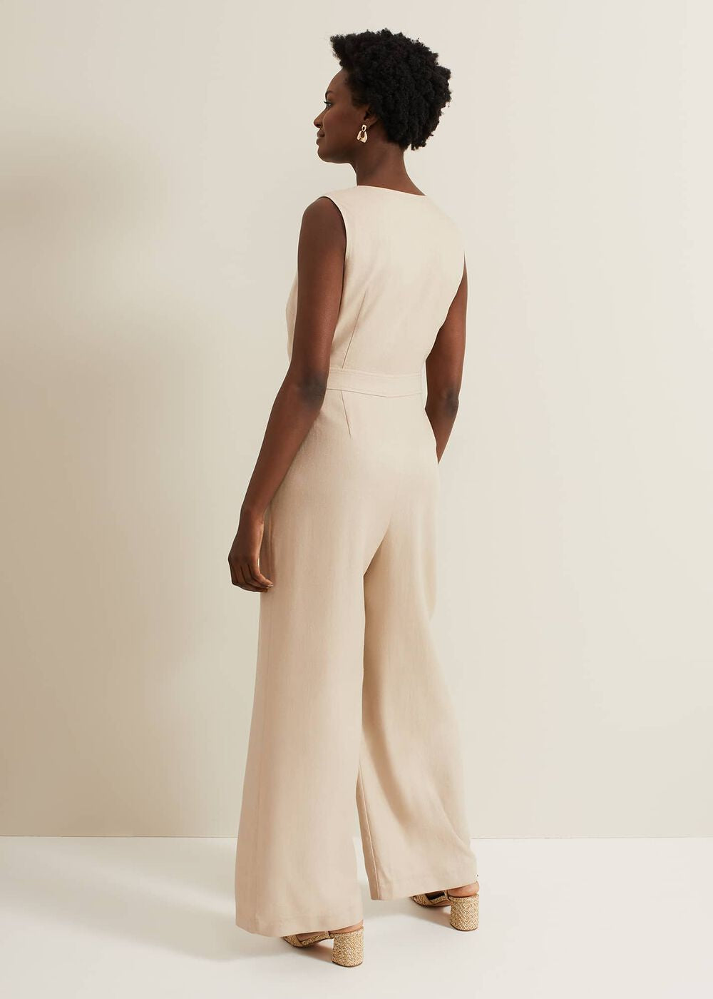 Fraya Zip Front Jumpsuit Stone