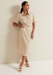 Petite Willow Utility Midi Dress Stone