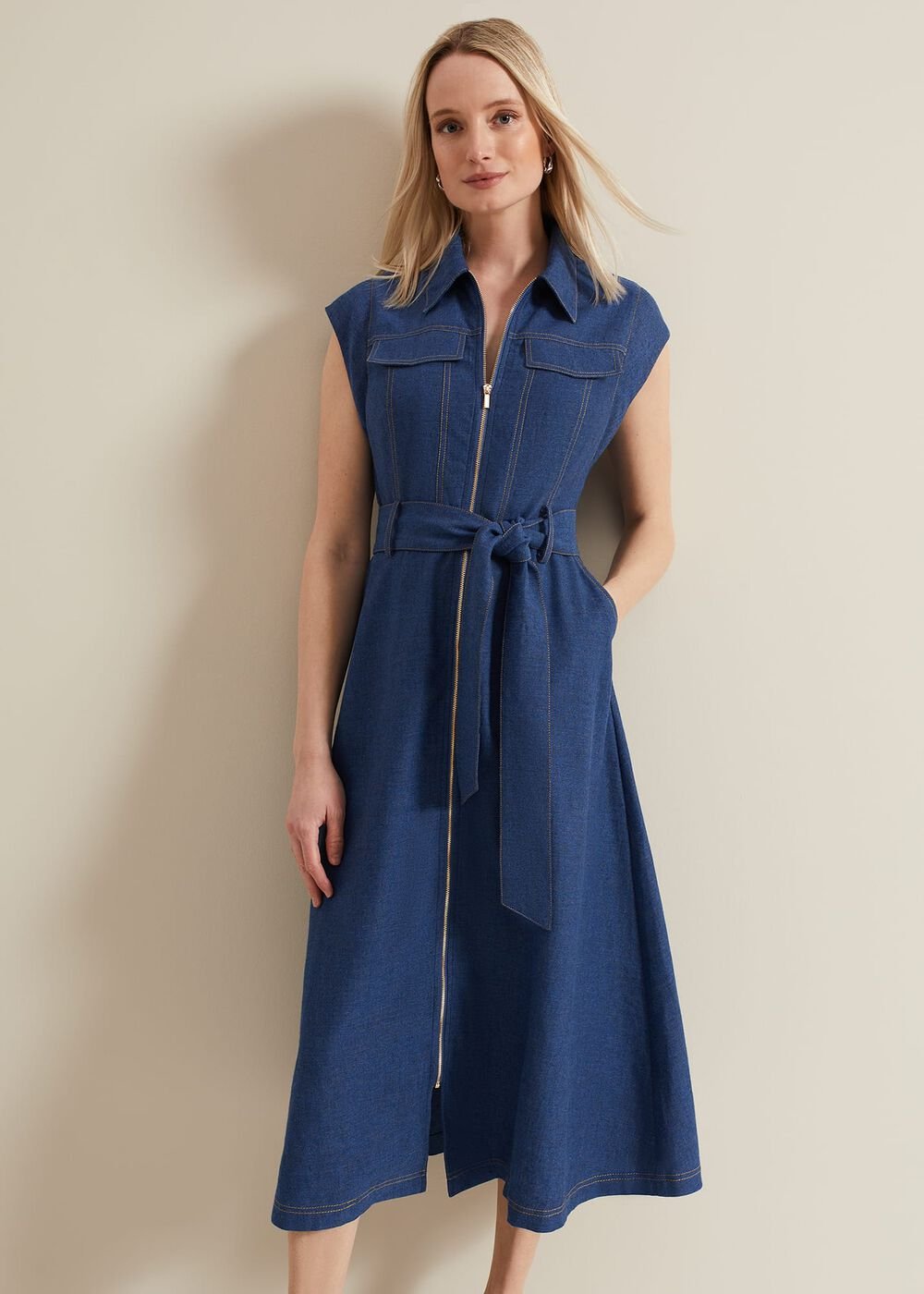 Luiza Denim Midi Dress Denim
