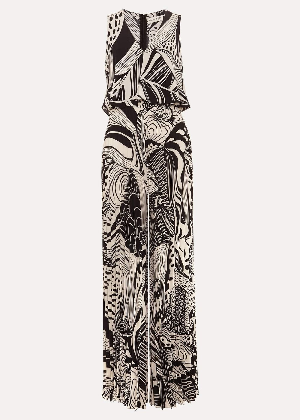 Saskia Abstract Pleated Jumpsuit Black Multi