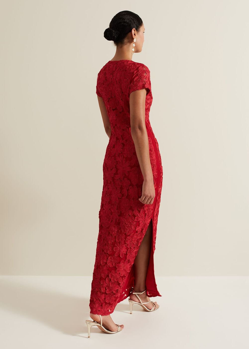 Janice Red Tapework Maxi Dress Red