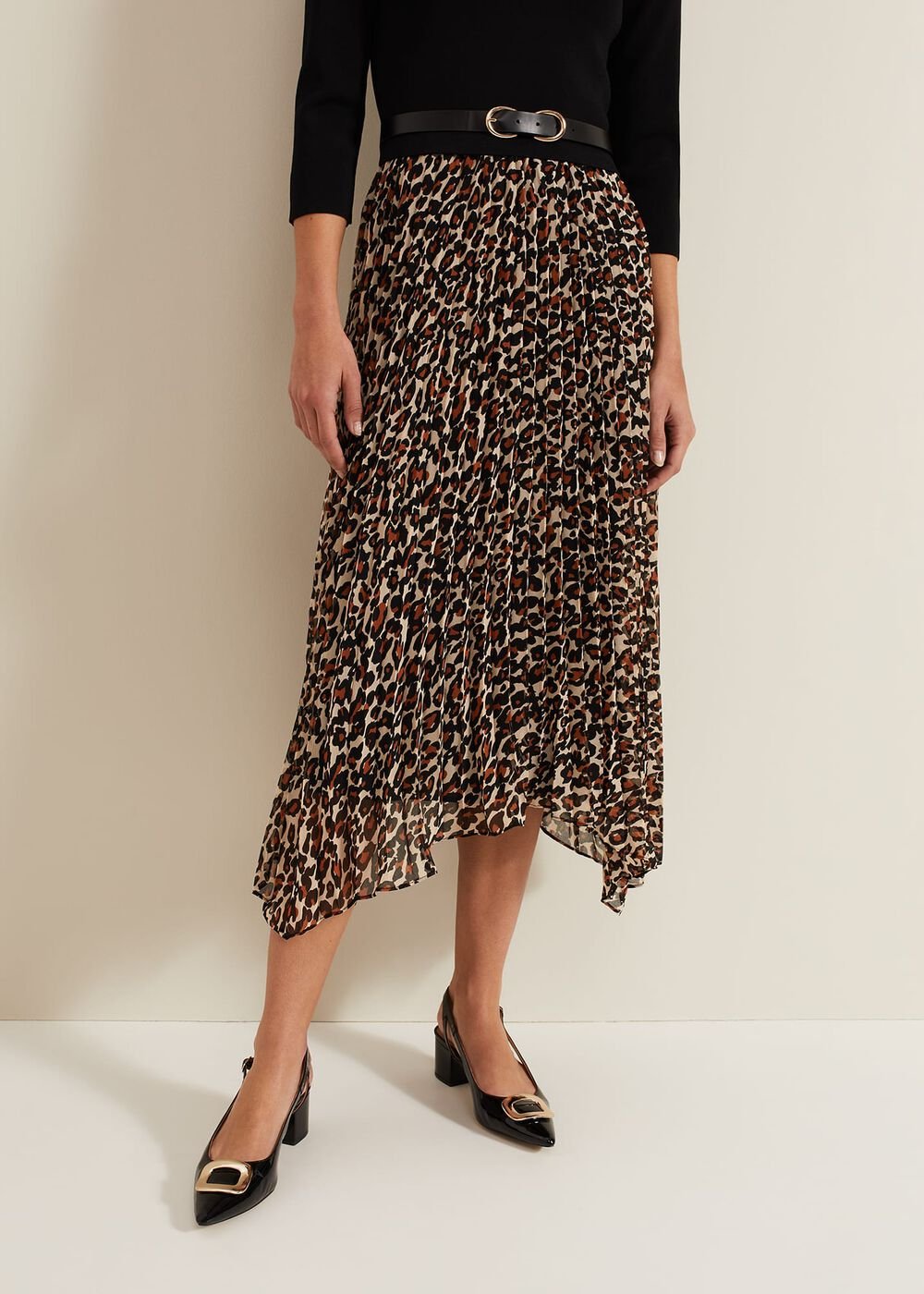 Josephine Animal Woven Hem Knit Dress Black