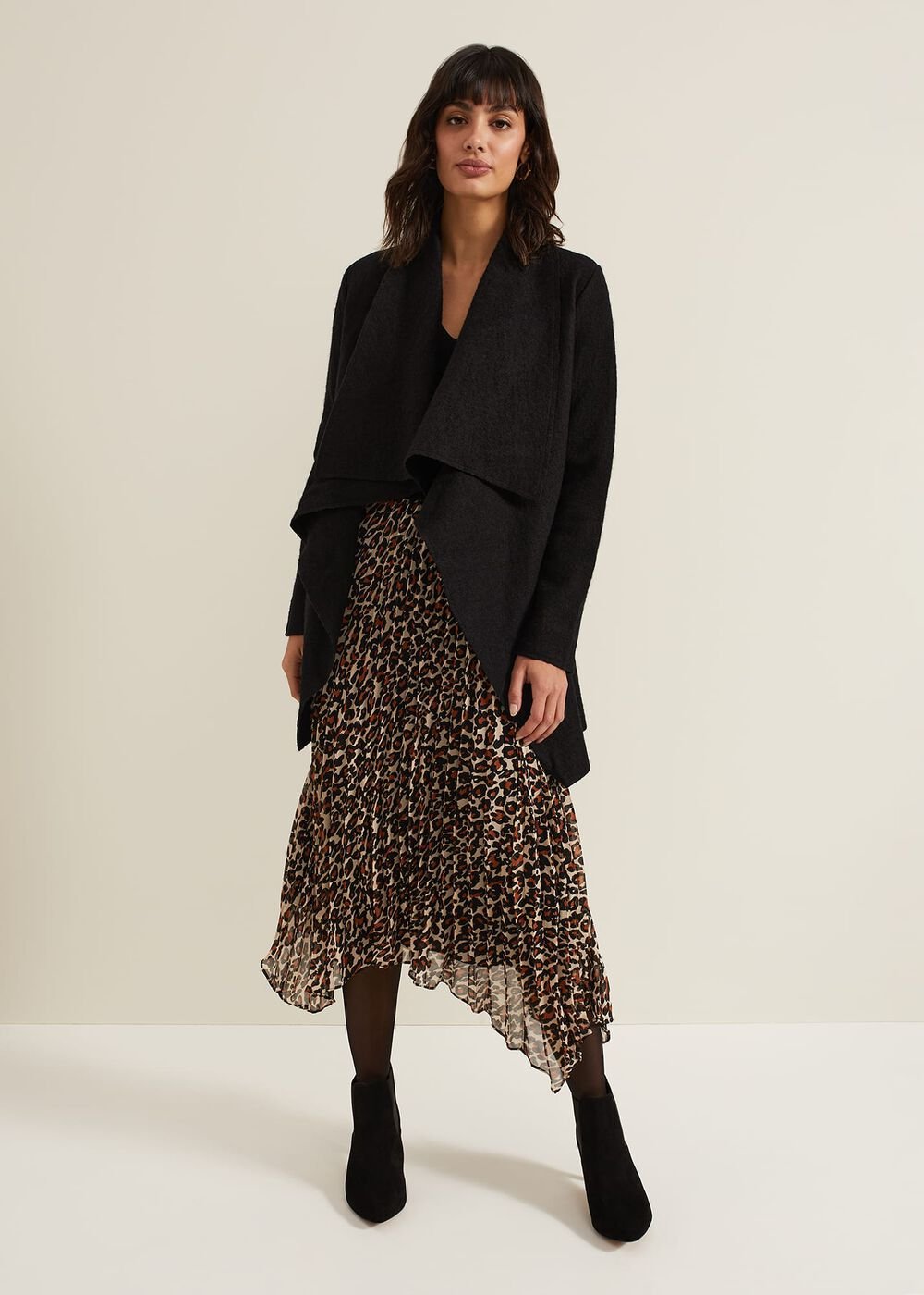 Josephine Animal Woven Hem Knit Dress Black