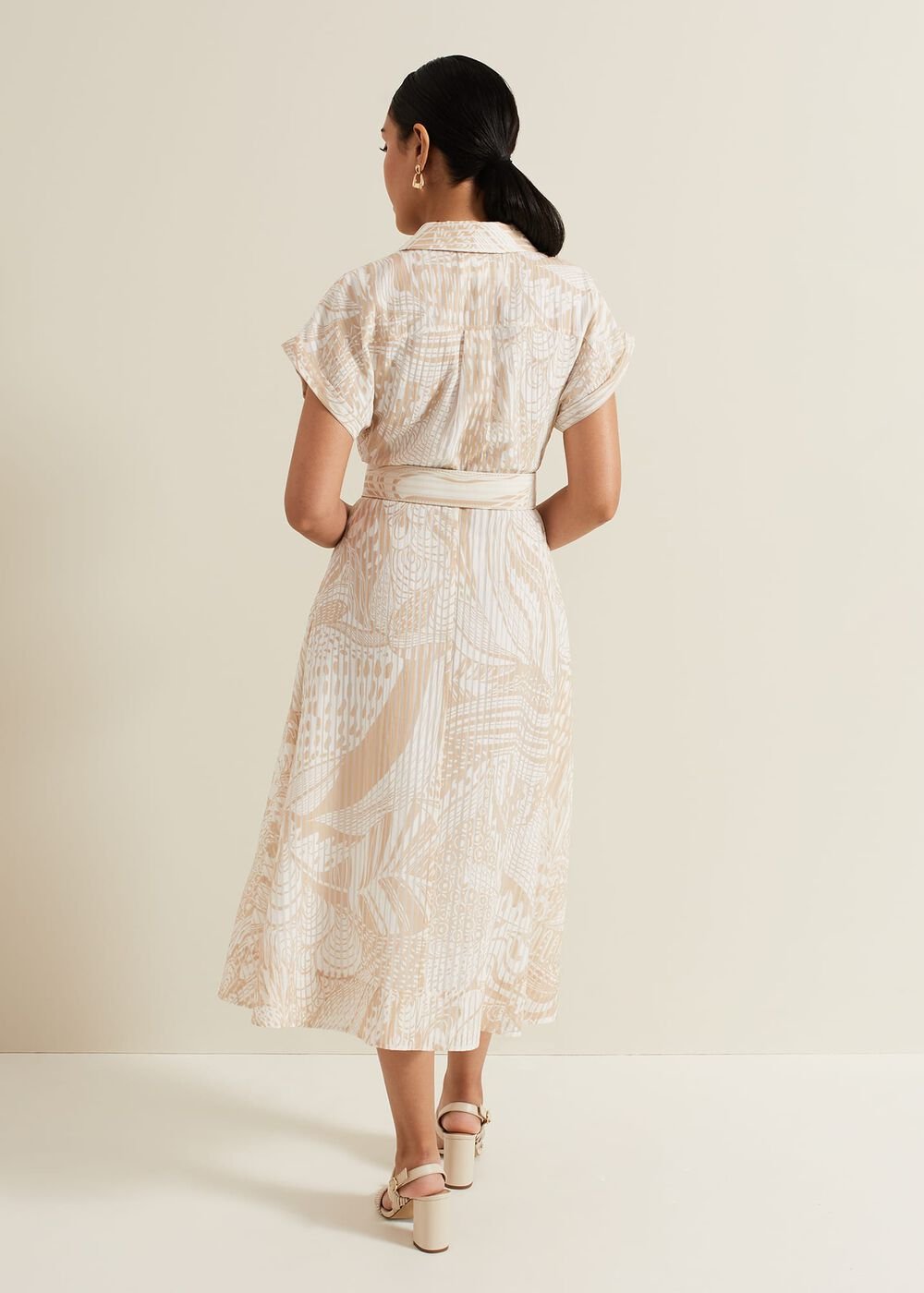 Petite Mandi Abstract Shirt Dress Neutral