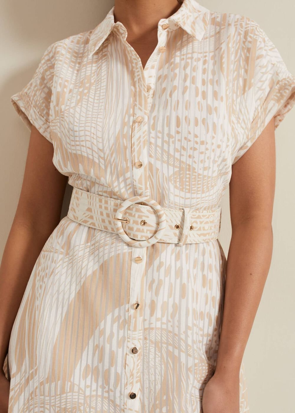 Petite Mandi Abstract Shirt Dress Neutral