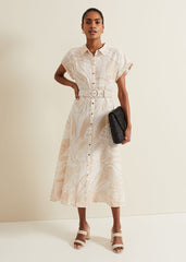 Mandi Abstract Stripe Shirt Dress Neutral