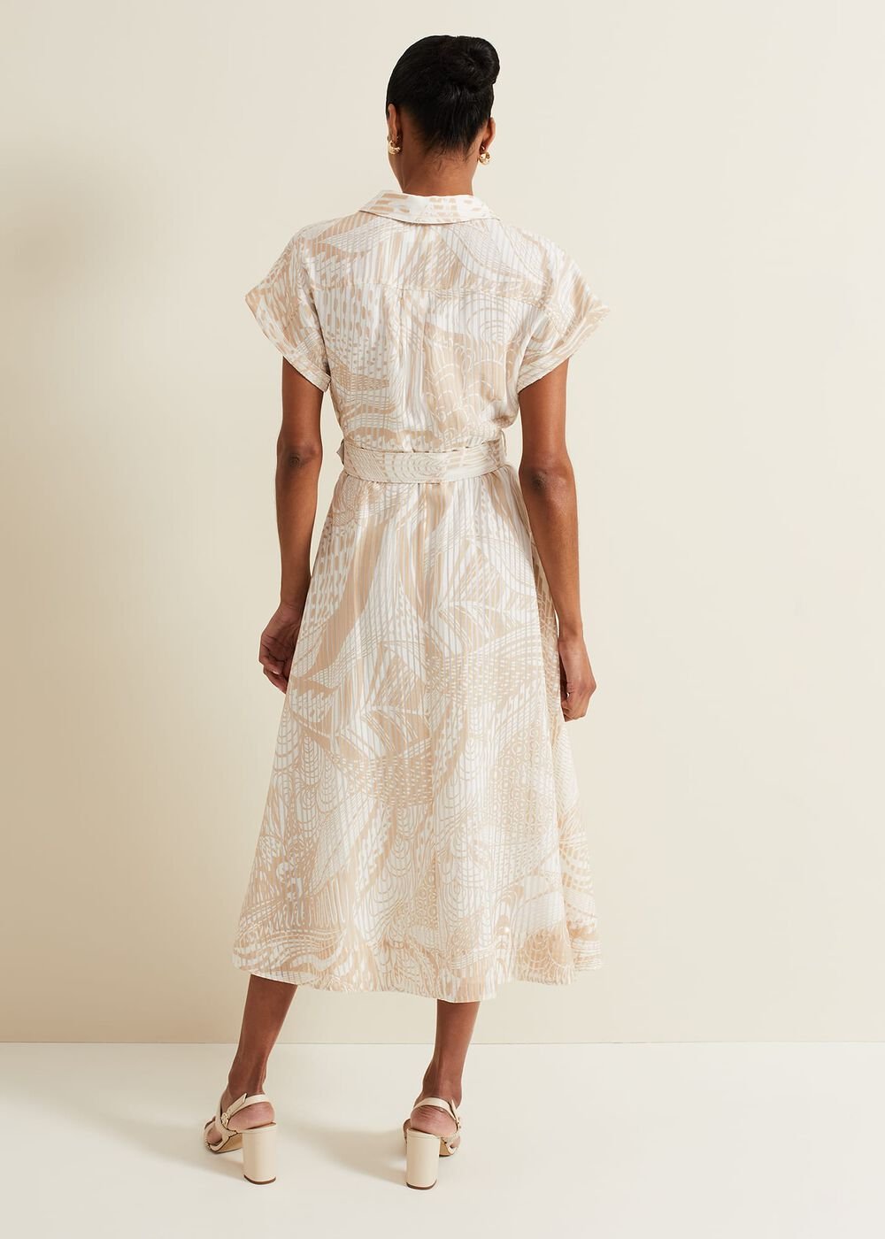 Mandi Abstract Stripe Shirt Dress Neutral