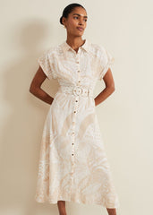 Mandi Abstract Stripe Shirt Dress Neutral