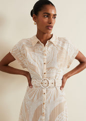 Mandi Abstract Stripe Shirt Dress Neutral