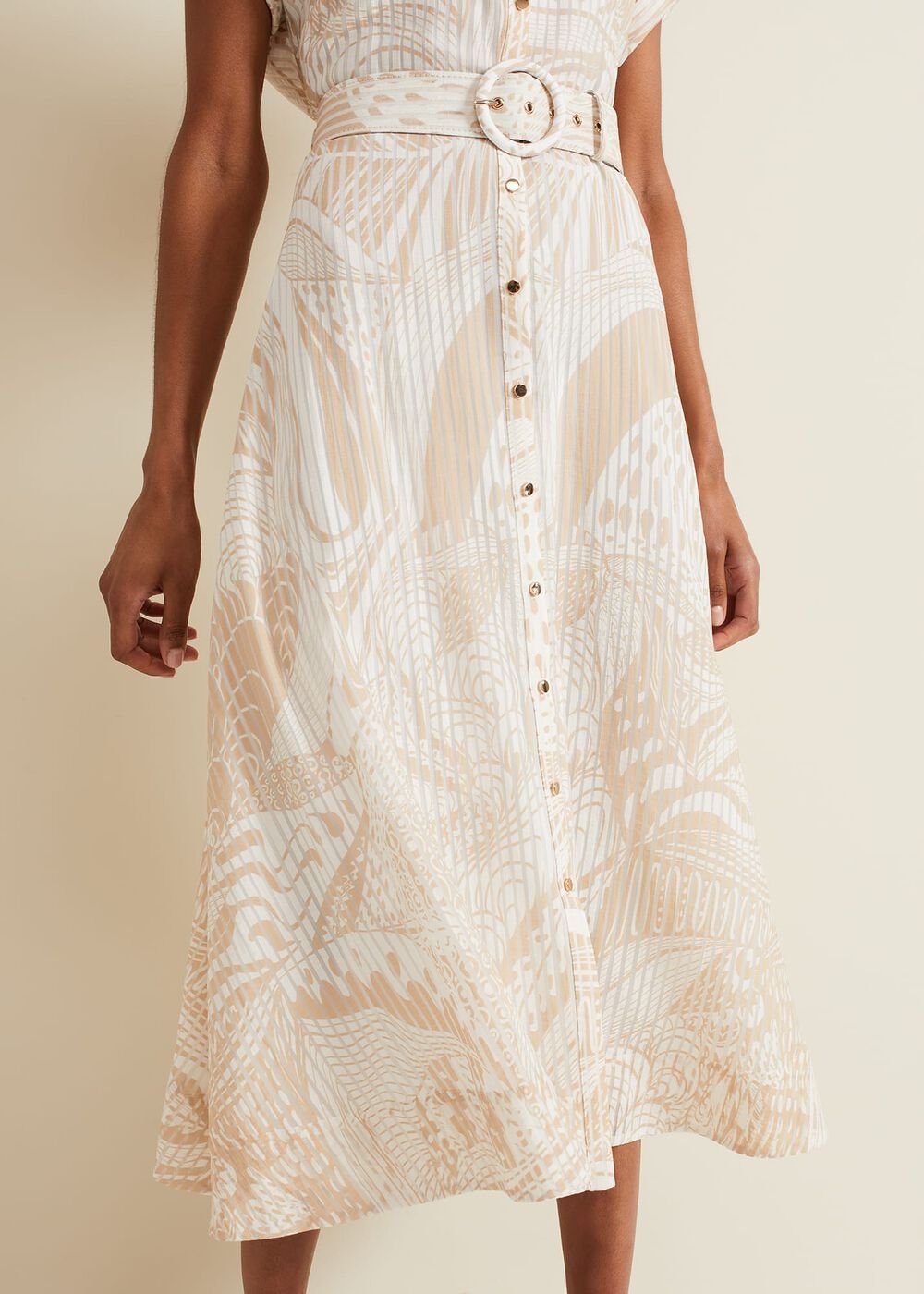 Mandi Abstract Stripe Shirt Dress Neutral