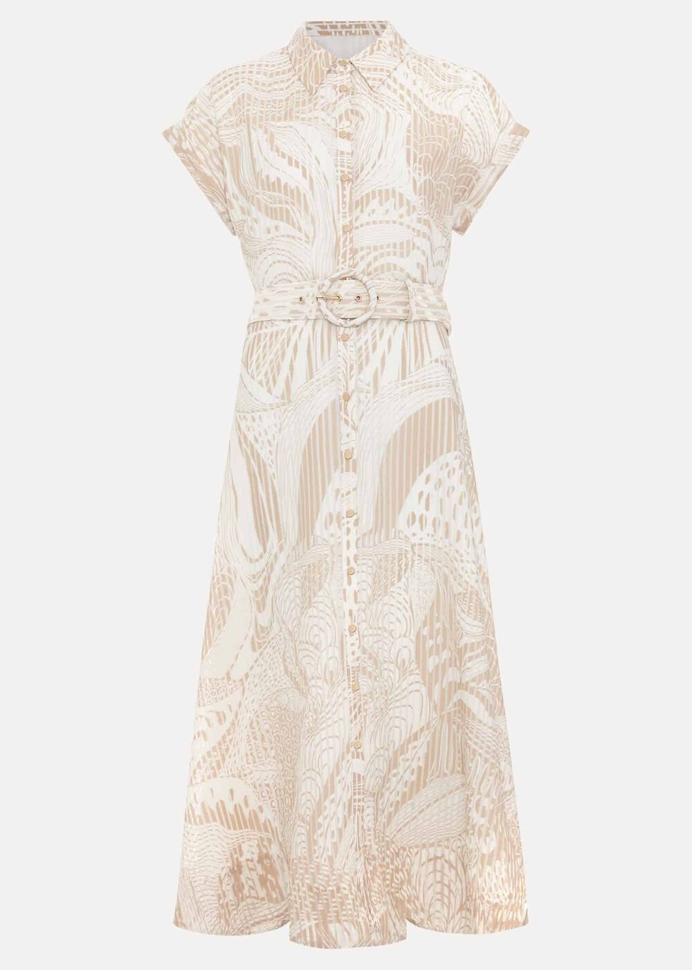 Mandi Abstract Stripe Shirt Dress Neutral