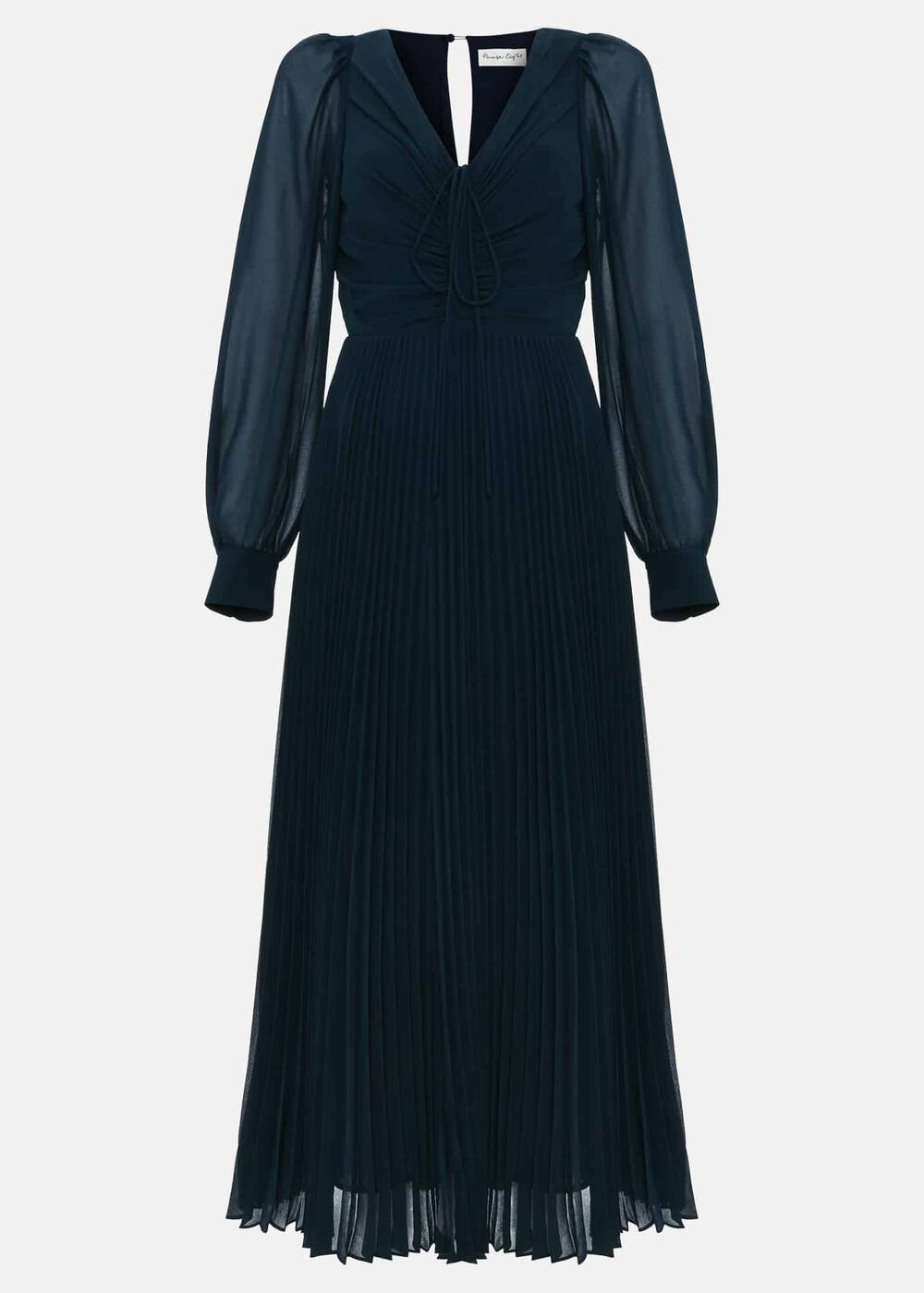 Kindra Teal Chiffon Pleated Midi Dress Teal